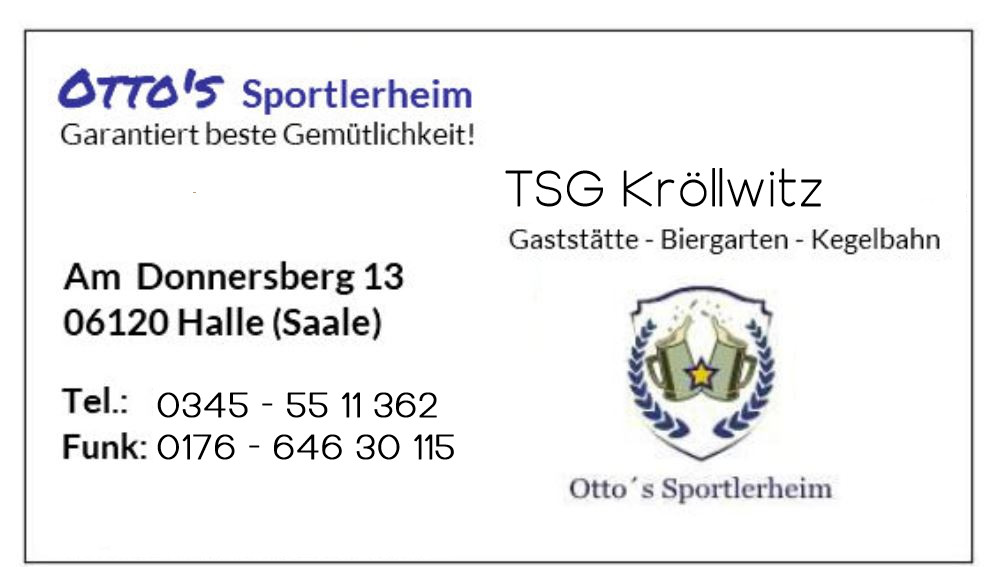 Visitenkarte Sportlerheim TSG 